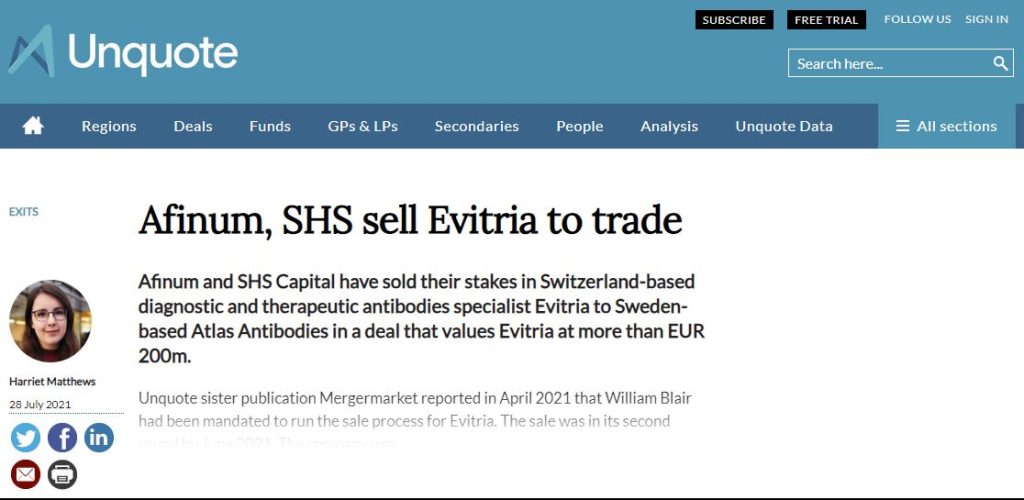 Afinum, SHS®澳洲幸运5彩票官网 sell Evitria to trade